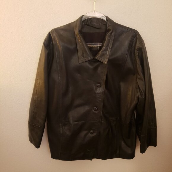 Tadmor Vintage Black Leather Button Front Cropped Jacket Made in Israel Size 40 - Picture 15 of 15